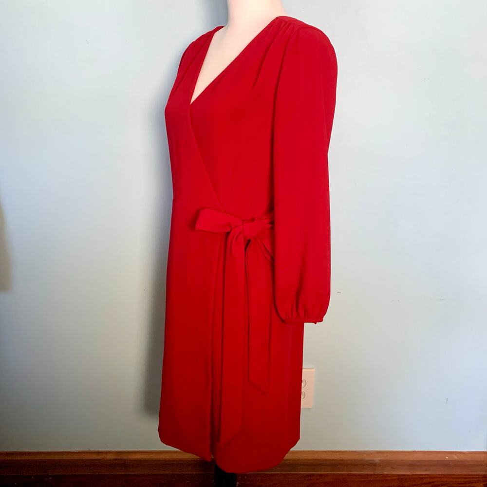 J. Crew Crepe Wrap Dress in Festive Red Size 4 - Picture 7 of 9
